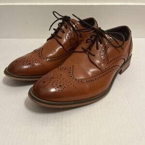 Bruno Marc Louis 1 Wingtip Oxford Leather Lined Lace Dress Shoes Brown Men's 9 M